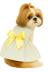 KUTKUT Small Dog Dress Girl Puppy Clothes Female Princess Tutu Striped Skirt Summer Shirt for Shih tzu, Maltese Cat Pet Apparel Outfits