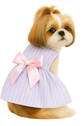 KUTKUT Small Dog Dress Girl Puppy Clothes Female Princess Tutu Striped Skirt Summer Shirt for ShihTzu, Maltese Cat Pet Apparel Outfit