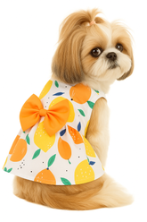 KUTKUT Cute Lemon Pattern Dog Dress with Lovely Bow Pet Apparel Dog Clothes for Small Dogs and Cats | Puppy Summer Dress Birthday Pet Apparel Dress