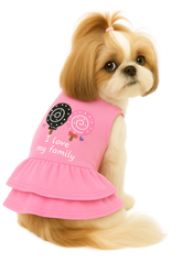 KUTKUT Lovely Lollypop Print Fashion Frock for Small Dog | Fleece Dress for Puppy | Cute Sleeveless Princess Dog Apparel for Shih Tzu, Yorkie, Pug, Maltese etc. (Pink)