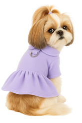 KUTKUT Winter Dog Cat Girl Harness Dress with Leash Ring, Polar Fleece Puppy Kitten Sweater Dress for Kitten, Chiuhuahua, Yorkshire, Toypom etc