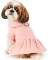 KUTKUT Small Dog Girl Dress with Leash Ring, Princess Style Winter Warm Collar Fleece Harness Dress for Kitten, Chiuhuahua, Yorkshire, Toypom etc