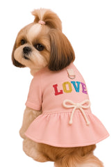 KUTKUT Cute Red Striped Winter Warm Dress for Small Dogs | Ruffeled Sleeves Coat Buttons Design Collar Dress for ShishTzu, Pug, Poodle etc