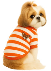 KUTKUT Soft Warm Fleece Small Dog & Cat Shirt, Cute Stripe Pattern Stretchable Winter Cosy Vest Tshirt for Chiuhuahua, Yorkshire, Toypom etc