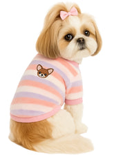 KUTKUT Soft Warm Fleece Small Dog & Cat Shirt, Cute Stripe Pattern Stretchable Winter Cosy Vest Tshirt for Chiuhuahua, Yorkshire, Toypom etc