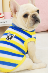 KUTKUT Velvet Fleece Dog Shirt|Stripes Pattern Button Closure Warm Sweatshirt for Small Dogs Cats Boy Girl|Winter Pullover Clothes for Puppy French Bulldog, Pug etc.