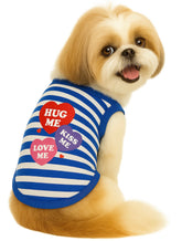 KUTKUT Small Dog & Cat Cotton T-Shirt | Breathable Hug Me Stripes Print Sleeveless Tee Shirt for ShishTzu, Lhasa, Pug etc