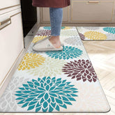 EZYHOME Anti Fatigue Kitchen Rug Sets 2 Piece with Runner 17.3 x 47 + 17.3 x 29 Floral Kitchen Rugs and Mats Non Skid Waterproof Cushioned Kitchen Floor Mat Runner Rugs for Laundry - kutkutst