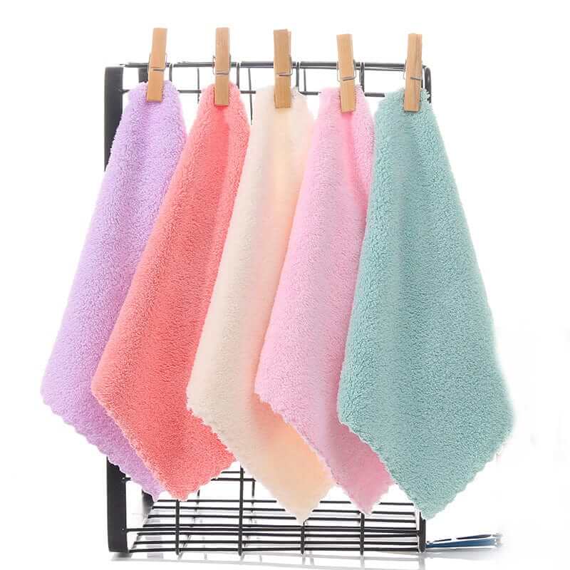 EZYHOME 8 Pack Microfiber Cleaning Cloth - Super Absorbent 10 × 10 Inch Reusable Cleaning Rags,Premium Dish Cloths, Coral Fleece Cleaning Towels, Nonstick Oil Washable Fast Drying - kutkutst