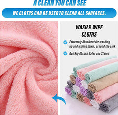 EZYHOME 8 Pack Microfiber Cleaning Cloth - Super Absorbent 10 × 10 Inch Reusable Cleaning Rags,Premium Dish Cloths, Coral Fleece Cleaning Towels, Nonstick Oil Washable Fast Drying - kutkutst