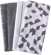 EZYHOME Set of 4 Microfiber Large Dish Towels - Soft, Super Absorbent Rhombus Pattern Multi-Purpose Washable & Reusable Kitchen Towels for Home (Size: 65 x 45cm, 350gsm) - kutkutstyle