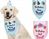 KUTKUT Happy Birthday Dog Bandana Boy, Pet Triangle Scarf Double Layer Bandanas Dog Accessories for Cute Doggy Birthday Party Suitable for Small, Medium & Large Dogs (Blue) - kutkutstyle