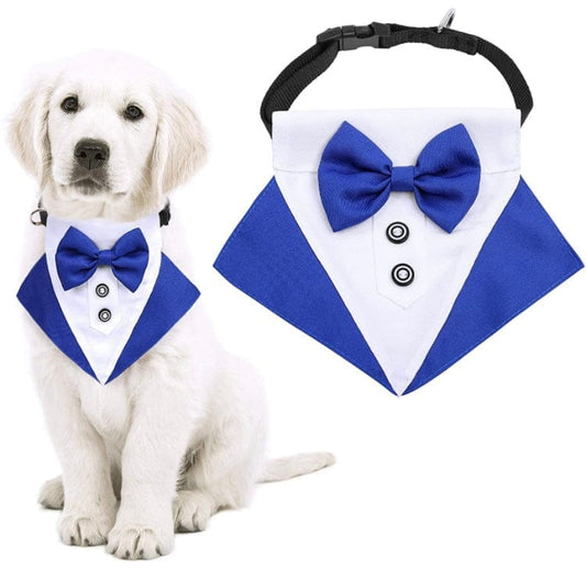 KUTKUT Formal Dog Tuxedo Bandana | Dog Wedding Bandana, Adjustable Dog Bowtie Collar Bandana, Adjustable Neckerchief for Small Dog and Cat. - kutkutstyle