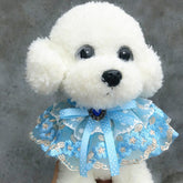 KUTKUT Pet Bandana Necklace, Layered Collar Nobel Pet Bowknot Lace Bib Neckerchief, Washable Princess Floral Lace Headdress for Cats Dogs (-Bandana-kutkutstyle