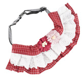 KUTKUT Pet Plaid Neck Collar Cute Flower Lace Bowknot Pet Collar Washabe Bib, Dog Cat Necklace Décor-Bandana-kutkutstyle