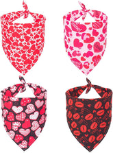 KUTKUT 4 Pack Heart Pattern Dog Bandana Triangle Dog Scarf Red Pink Heart Design Valentine Pet Bandana for Small Dogs Cats (Size: 40 * 30 * 30cm) - kutkutstyle