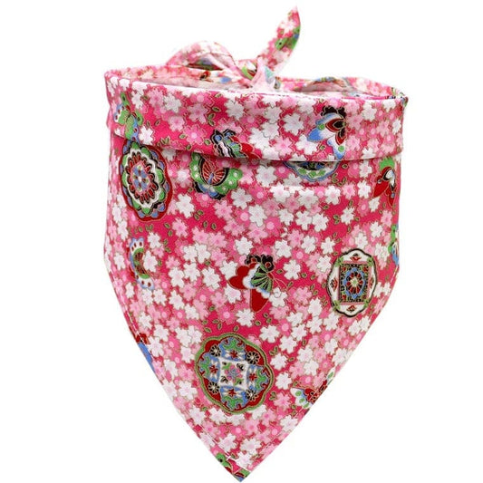 KUTKUT Floral Print Dog Tux | 100% Cotton Washable & Adjustable Bandana Scarf | Triangle Bibs Kerchief | for Puppy, Small Medium Large Dogs & Cats - kutkutstyle