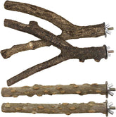 KUTKUT Bird Perch 4 PCS Natural Wood Stand Parakeet Toys Bird Cage Accessories for Parrots Conure Love Birds Supplies Budgie Platform - kutkutstyle