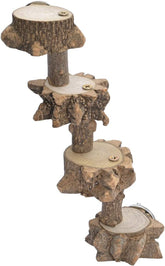 KUTKUT Bird Platform Perch Playground for Budgie Parakeet, Cage Natural Wood Play Stand Parrot Flat Perches for Large Birds, Birdcage Ladder Climbing Toy 4 Step - kutkutstyle