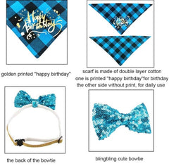 KUTKUT Dog Birthday Bandana Girl Boy - Birthday Party Supplies - Puppy Birthday Hat Scarf Happy Birthday Banner Dog Boy Girl Birthday Outfit for Pet Puppy Cat - kutkutstyle