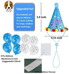 KUTKUT Dog Birthday Bandana Set | Dog Birthday Hat | Dog Birthday Bandana Scarf | Dog Print Happy Birthday Banner and 8 Piece 12 Inch Paw Print Balloons with Tape for Dog - kutkutstyle