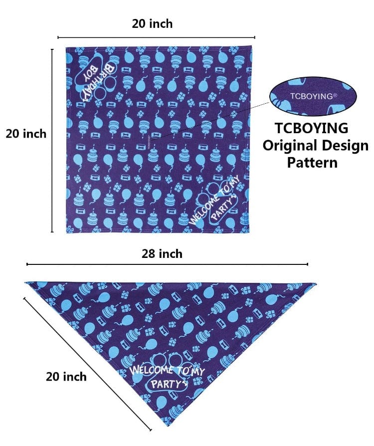 KUTKUT Dog Birthday Bandana Set | Dog Birthday Hat | Dog Birthday Bandana Scarf | Dog Print Happy Birthday Banner and 8 Piece 12 Inch Paw Print Balloons with Tape for Dog - kutkutstyle