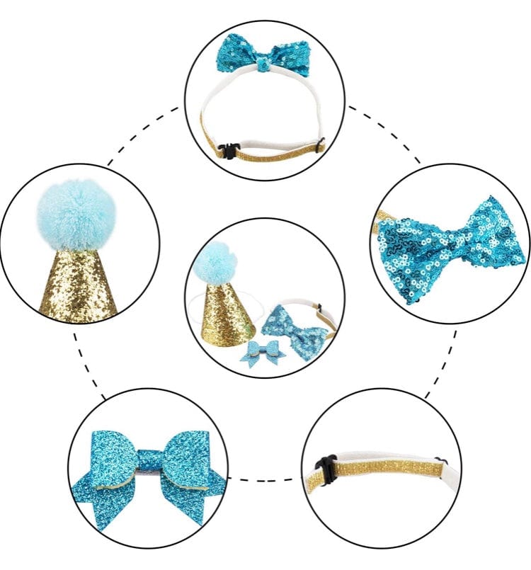 KUTKUT Dog Boy Birthday Bandana Hat Banner Set Cute Bow Tie Scarf Birthday Party Supplies Decorations - kutkutstyle
