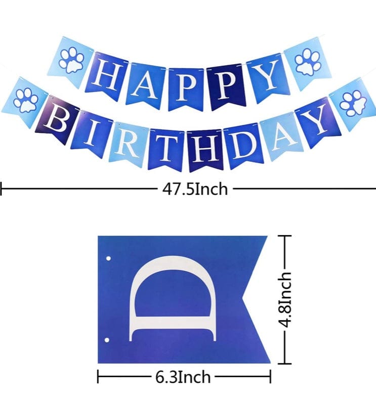 KUTKUT Dog Boy Birthday Bandana Hat Banner Set Cute Bow Tie Scarf Birthday Party Supplies Decorations - kutkutstyle