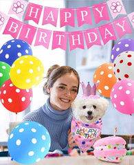 KUTKUT 17 Pcs Dog Birthday Party Supplies - Birthday Squeaky Cake Toy, Dog Birthday Hat, Dog Bandana, Birthday Banner & Balloons for Dog Birthday Party Decorations - kutkutstyle