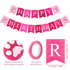 KUTKUT Dog Birthday Bandana Set |Dog Birthday Hat Dog Birthday Bandana Scarf | Shining Dog Bow Tie Collar | Dog Print Happy Birthday Banner and 10 Piece 12Inch Paw Print Balloon with Tape for