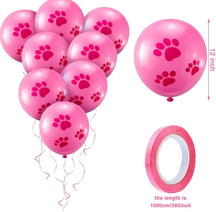 KUTKUT Dog Birthday Bandana Set |Dog Birthday Hat Dog Birthday Bandana Scarf | Shining Dog Bow Tie Collar | Dog Print Happy Birthday Banner and 10 Piece 12Inch Paw Print Balloon with Tape for