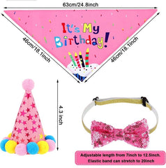 KUTKUT Dog Birthday Bandana Set |Dog Birthday Hat Dog Birthday Bandana Scarf | Shining Dog Bow Tie Collar | Dog Print Happy Birthday Banner and 10 Piece 12Inch Paw Print Balloon with Tape for