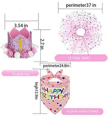 KUTKUT Dog Birthday Party Supplies Decoration - Pet Puppy Party Supplies Birthday Triangle Scarf, Hat, Tutu Skirt, Crown & 0-9 Figure Pet Happy Birthday Banner for Pet Puppy Dog Cat Girl - ku