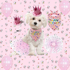 KUTKUT Dog Birthday Party Supplies Decoration - Pet Puppy Party Supplies Birthday Triangle Scarf, Hat, Tutu Skirt, Crown & 0-9 Figure Pet Happy Birthday Banner for Pet Puppy Dog Cat Girl - ku