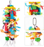 KUTKUT Large Bird Parrot Toys - Multicolored Wooden Blocks Tearing Toys for Birds Suggested for Cockatoos African Grey Macaws, and a Variety of Parrots - kutkutstyle