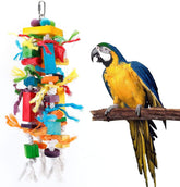 KUTKUT Large Bird Parrot Toys - Multicolored Wooden Blocks Tearing Toys for Birds Suggested for Cockatoos African Grey Macaws, and a Variety of Parrots - kutkutstyle