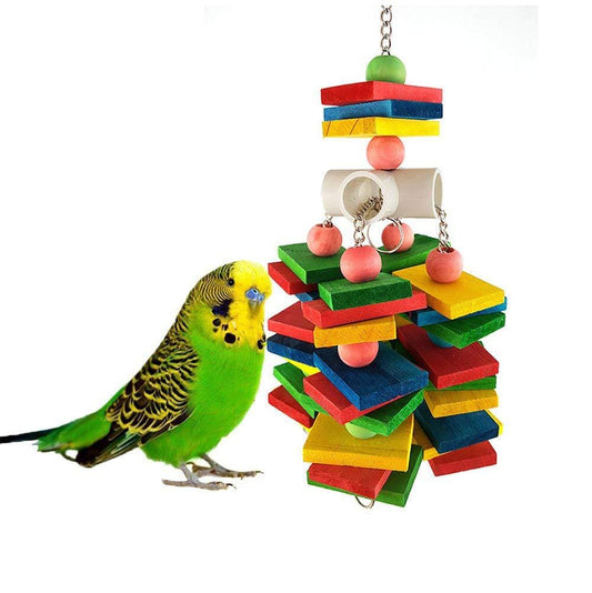 KUTKUT Parrot Chew Toy for Bird Macaw African Greys Cockatoo Eclectus Budgies Parakeet Cockatiel Conure Lovebirds Cage Wood Toy-Chew Toy-kutkutstyle