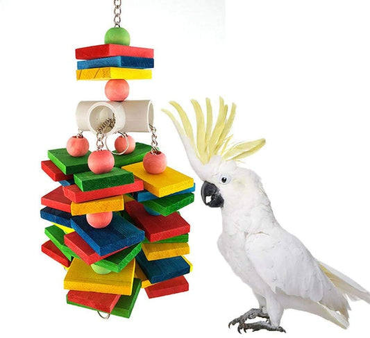 KUTKUT Parrot Chew Toy for Bird Macaw African Greys Cockatoo Eclectus Budgies Parakeet Cockatiel Conure Lovebirds Cage Wood Toy-Chew Toy-kutkutstyle