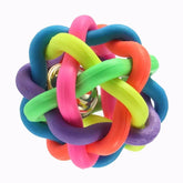 KUTKUT Woven Braided Rainbow Bouncy Rubber Chew Ball with Jingle Bell Inside for Pet Training and Teeth Cleaning Toy Suitable for Dogs Cats (Medium) - kutkutstyle
