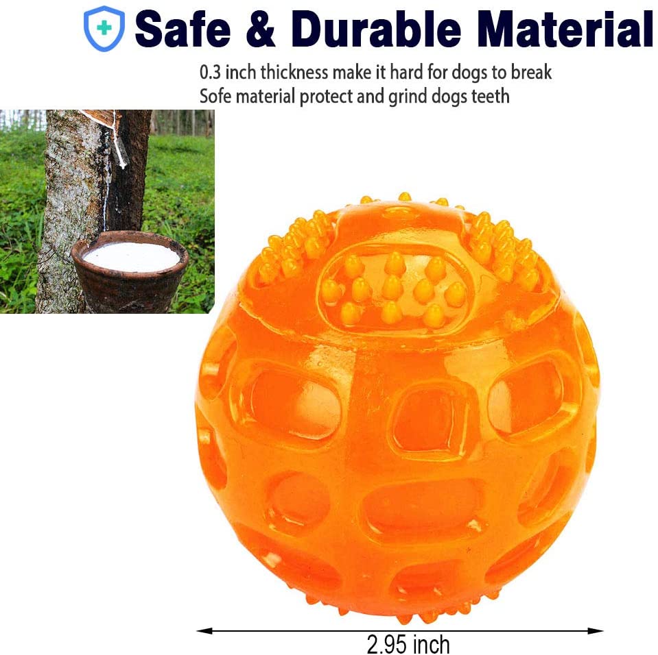 KUTKUT Dura Squeak Dog Ball Interactive Dog Toy That Float & Squeaky Dog Ball for Playing, Fetching & Retrieving - Great Alternative to Traditional Dog Tennis Balls (Orange) - kutkutstyle