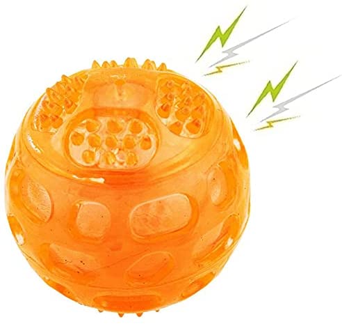 KUTKUT Dura Squeak Dog Ball Interactive Dog Toy That Float & Squeaky Dog Ball for Playing, Fetching & Retrieving - Great Alternative to Traditional Dog Tennis Balls (Orange) - kutkutstyle