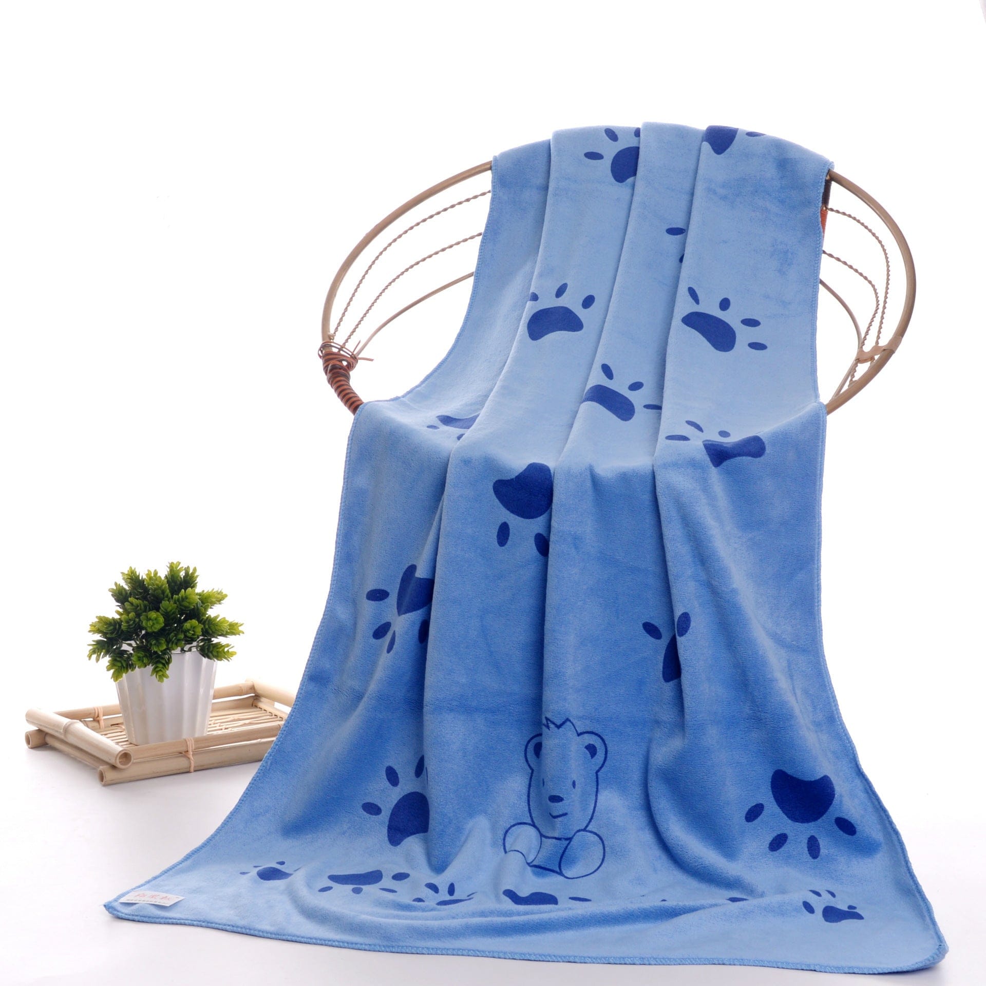 KUTKUT Dog Towel, Looluuloo Microfiber Drying Towels for Dog, Dog Bath Towel, Beach Towel, Absorbent Towel Suitable for Small and Medium Dogs (Blue: 140 x 70cm) - kutkutstyle