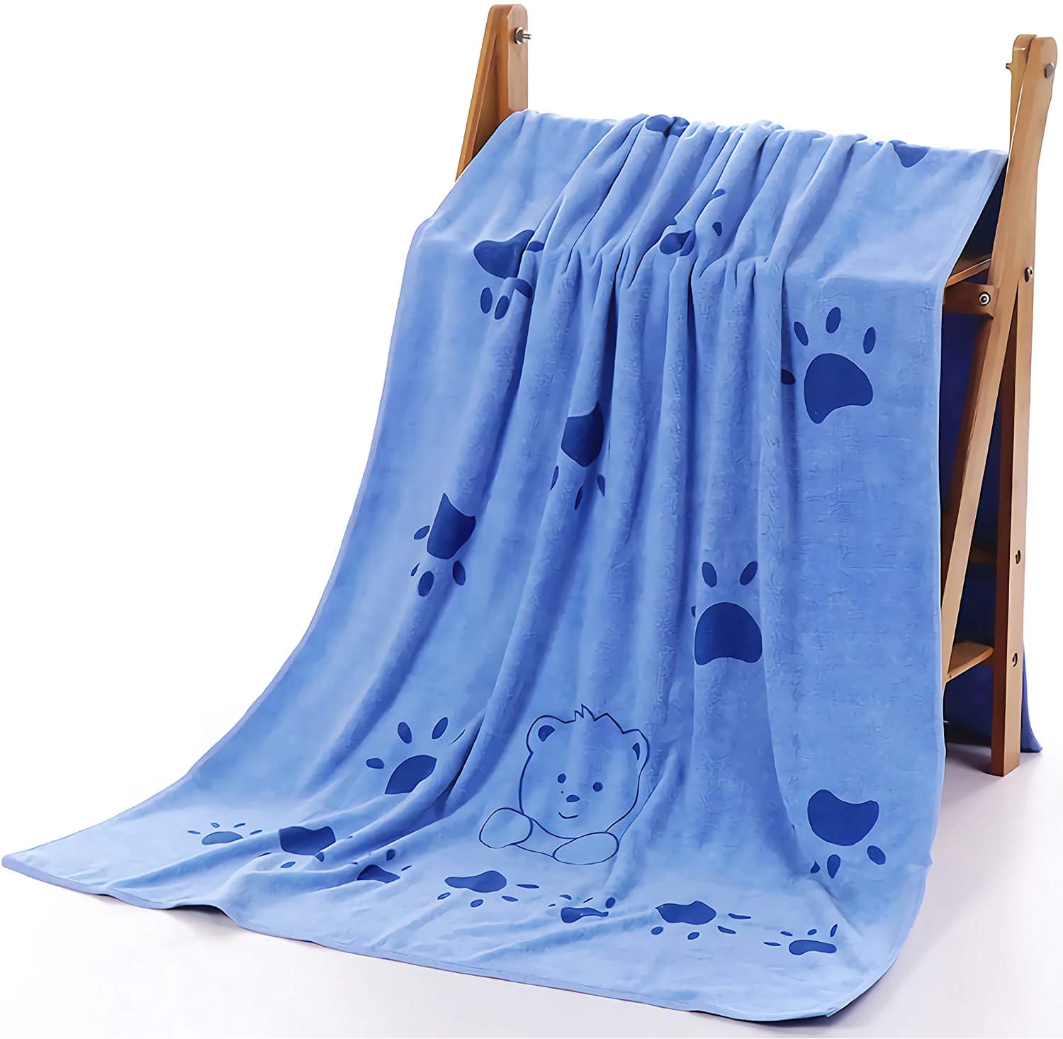 KUTKUT Dog Towel, Looluuloo Microfiber Drying Towels for Dog, Dog Bath Towel, Beach Towel, Absorbent Towel Suitable for Small and Medium Dogs (Blue: 140 x 70cm) - kutkutstyle