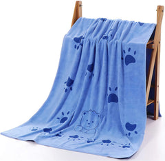 KUTKUT Dog Towel, Looluuloo Microfiber Drying Towels for Dog, Dog Bath Towel, Beach Towel, Absorbent Towel Suitable for Small and Medium Dogs (Blue: 140 x 70cm) - kutkutstyle