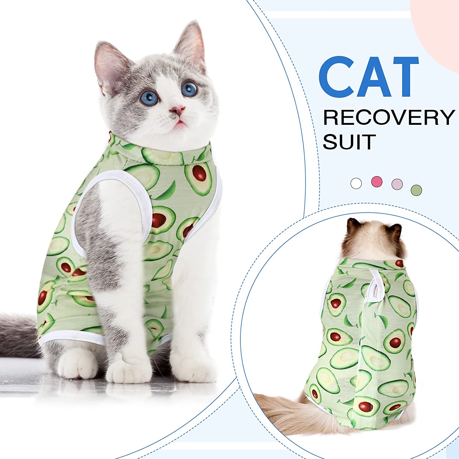 KUTKUT Cats Dog Sterilization Suit, Cat Surgery Recovery Suit | Physiological Poly Cotton Breathable Clothes for Abdominal Wounds or Skin Diseases Hook & Loop Closure Costume  (Green) - kutku