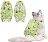 KUTKUT Cats Dog Sterilization Suit, Cat Surgery Recovery Suit | Physiological Poly Cotton Breathable Clothes for Abdominal Wounds or Skin Diseases Hook & Loop Closure Costume (Green) - kutku