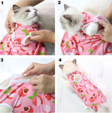 KUTKUT Cats Dog Sterilization Suit, Cat Surgery Recovery Suit | Physiological Poly Cotton Breathable Clothes for Abdominal Wounds or Skin Diseases Hook & Loop Closure Costume  (Pink) - kutkut