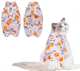 KUTKUT Cats Dog Sterilization Suit, Cat Surgery Recovery Suit | Physiological Poly Cotton Breathable Clothes for Abdominal Wounds or Skin Diseases Hook & Loop Closure Costume (Multi) - kutku