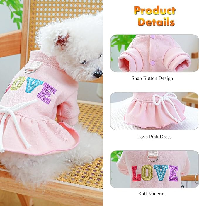 KUTKUT Cute Red Striped Winter Warm Dress for Small Dogs | Ruffeled Sleeves Coat Buttons Design Collar Dress for ShishTzu, Pug, Poodle etc - kutkutstyle