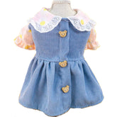 KUTKUT Cute Soft Bear Button Floral Dress for Small Dogs and Cats, Brethable Summer Dress for Yorkie, Maltese and Other Small Dogs (Blue) - kutkutstyle